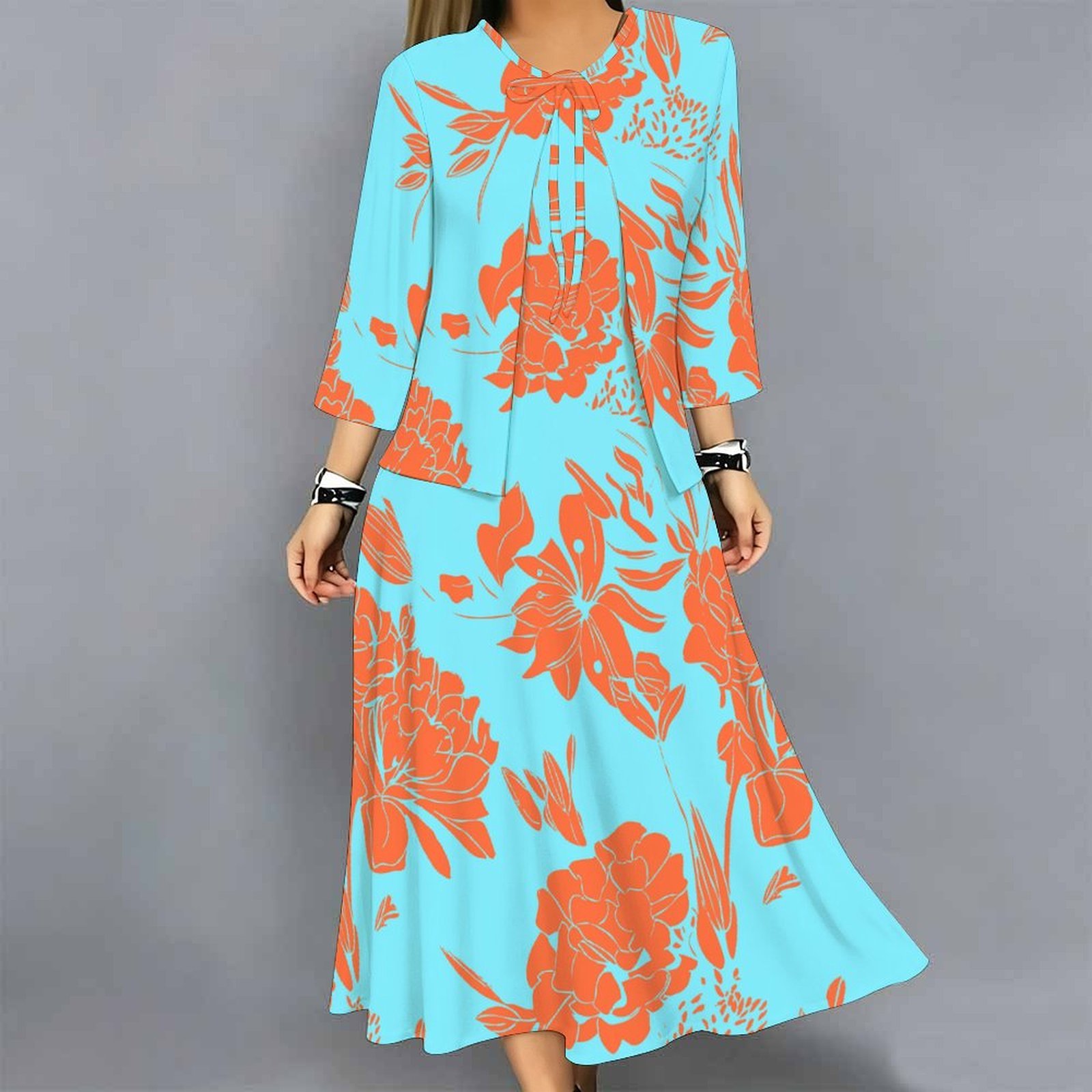 Women 2 Piece Dress Set Print  - đánh giá và giá Midi Skirt Floral