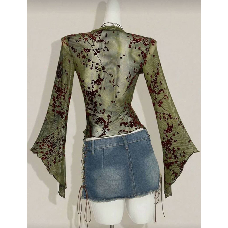 MEXZT Vintage Floral Mesh Shir - đánh giá và giá Romper Floral Print