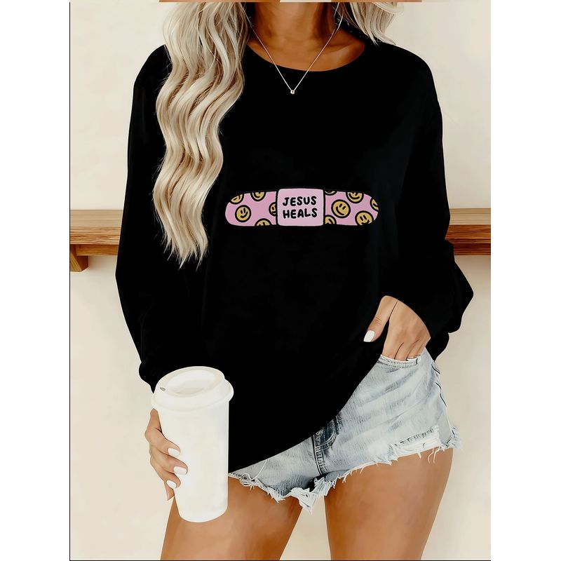 Women's  Oversized Joyful Face - đánh giá và giá Blouse Off Shoulder
