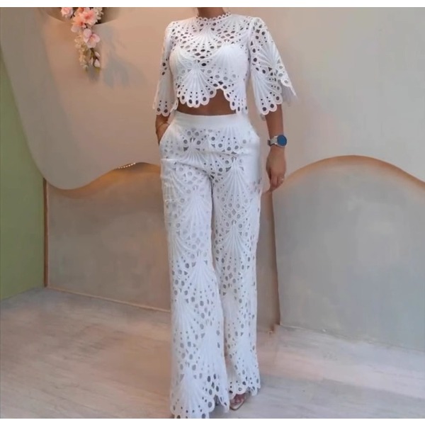 2 Pieces Outfit Woman New Summ - đánh giá và giá Crop Top Crochet