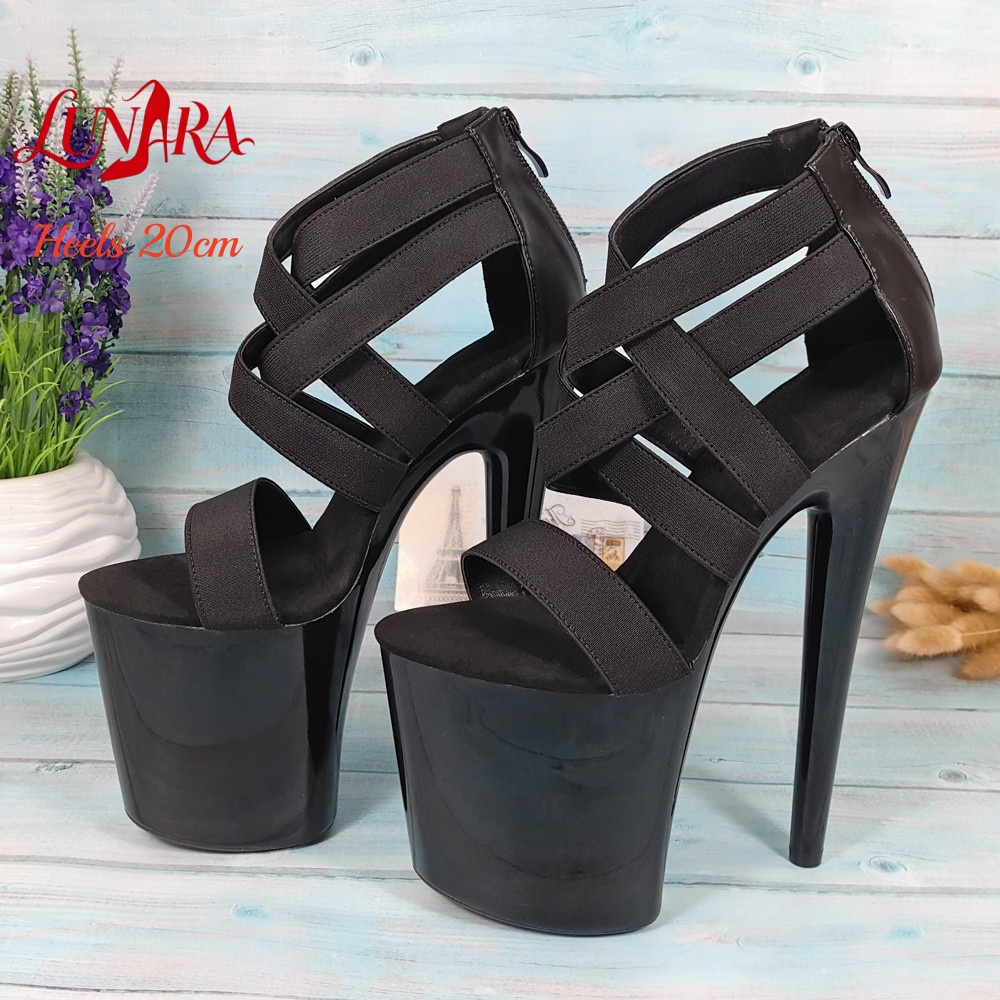 Womens 20cm/8Inch Black Strapp - đánh giá và giá Sandal Strappy Heeled