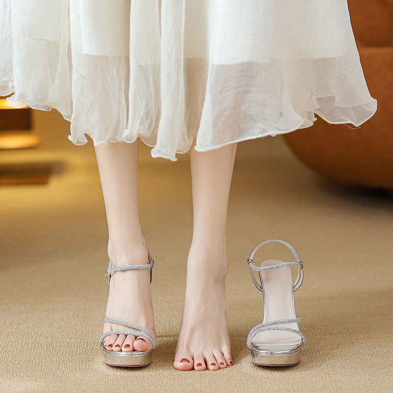 2026 Women's Silver Rhinestone - đánh giá và giá Sandal Strappy Heeled