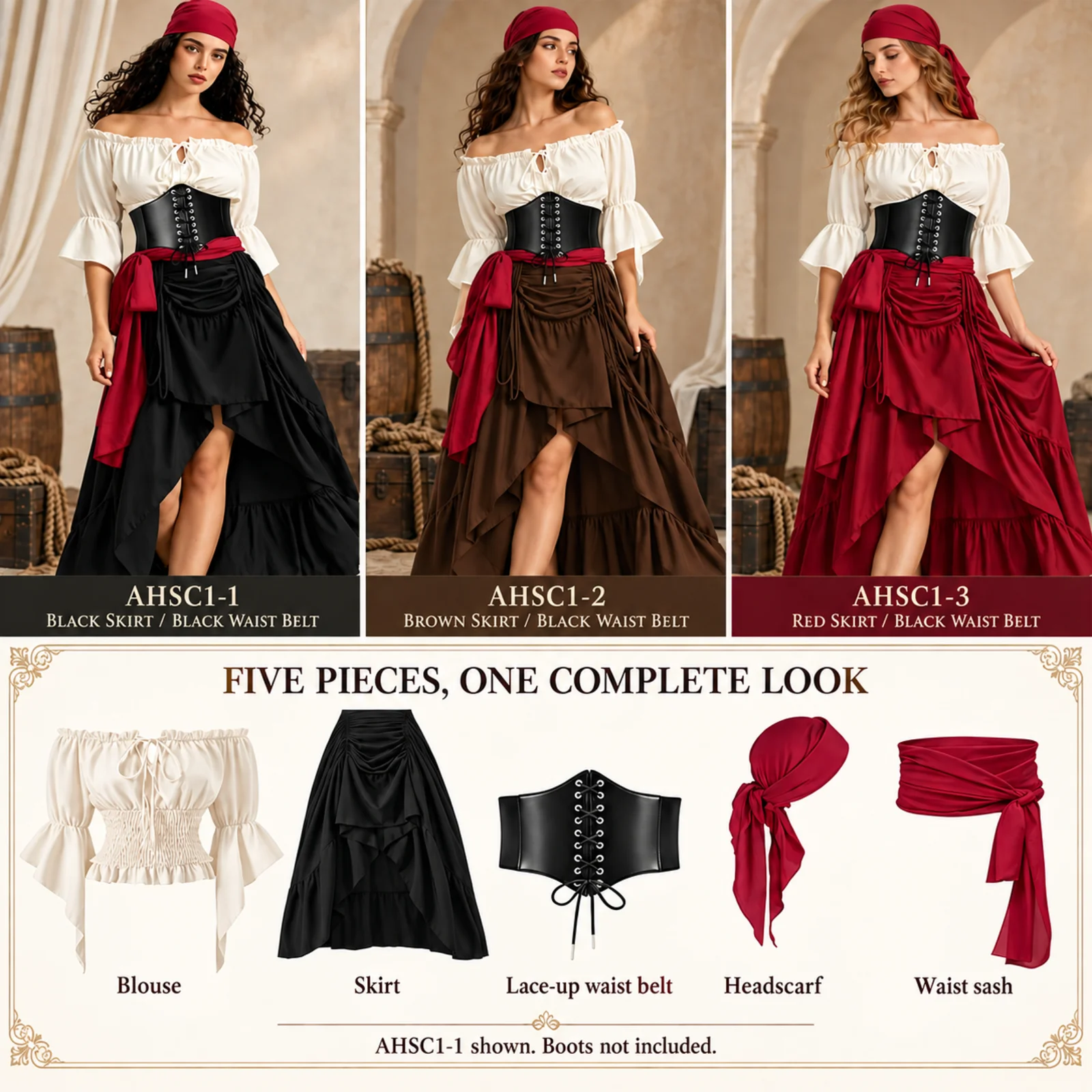 Women Pirate Costume Set Blous - đánh giá và giá Blouse Off Shoulder