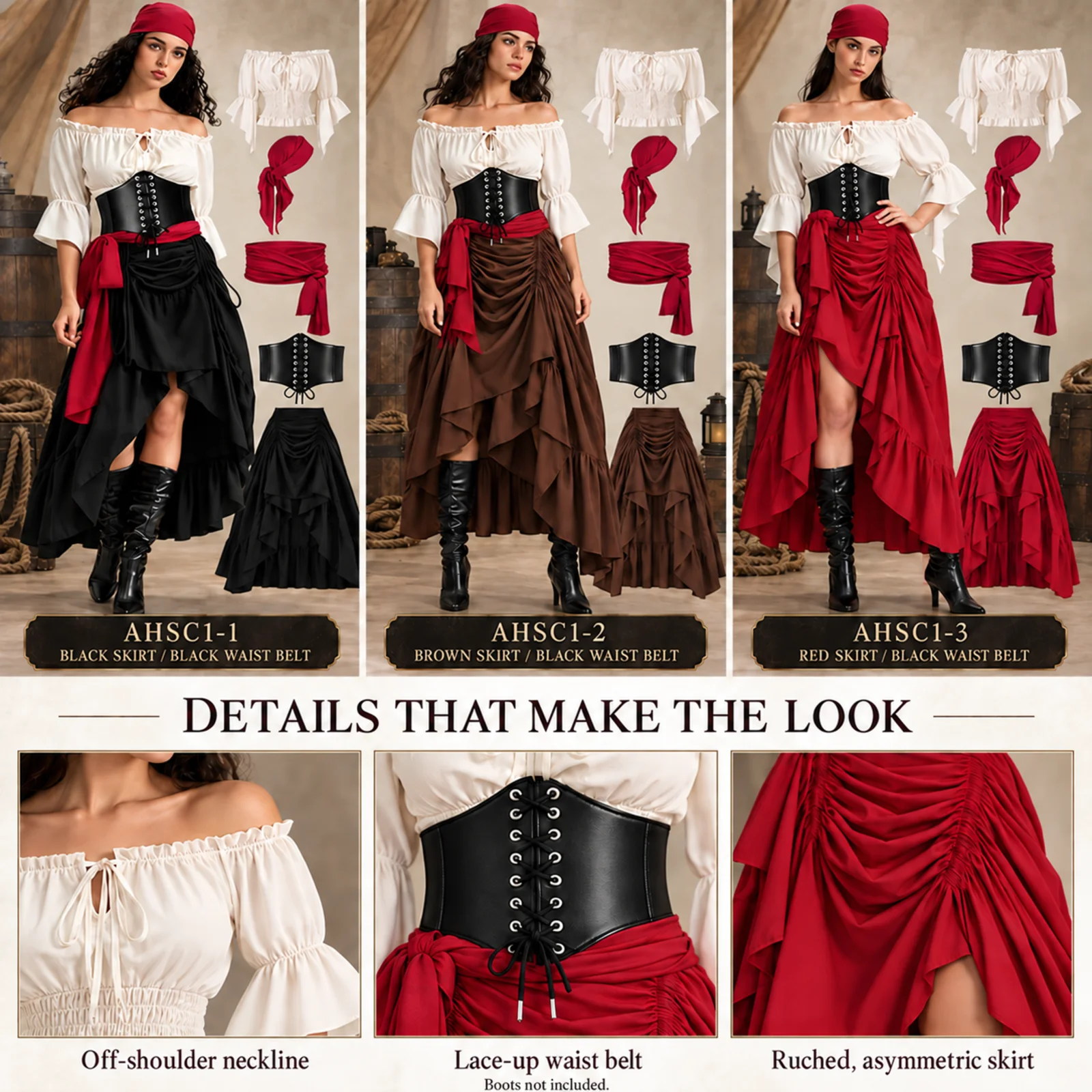 Women Pirate Costume Set Blous - đánh giá và giá Blouse Off Shoulder