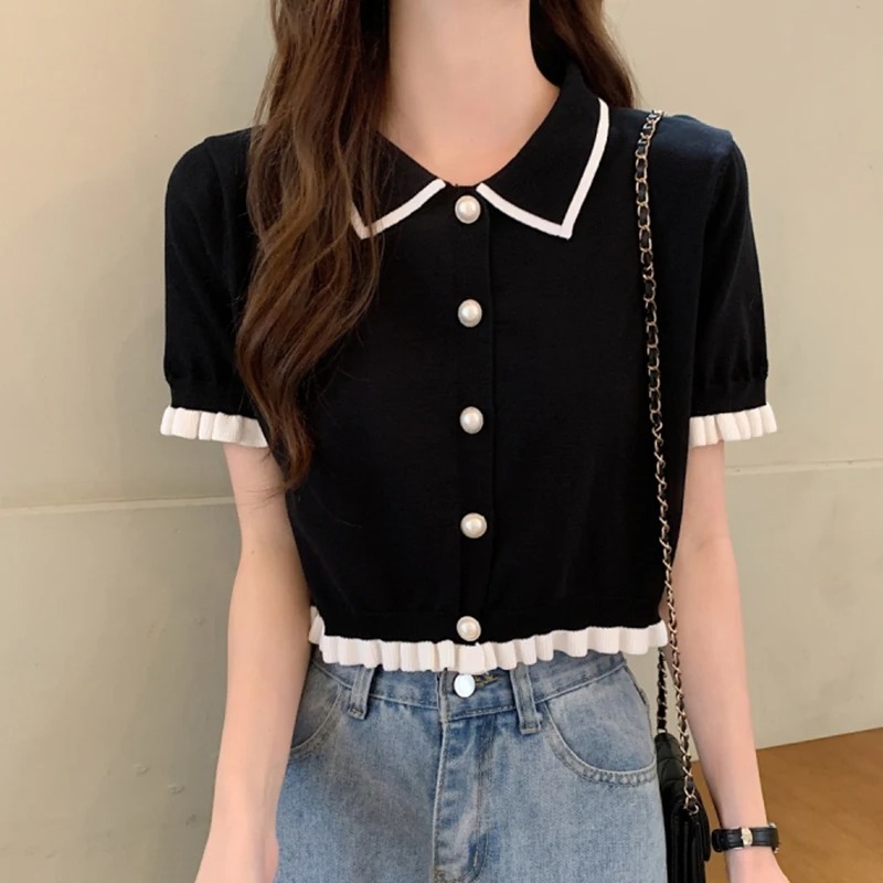 Women Shirt Knitted Short Slee - đánh giá và giá Crop Top Crochet