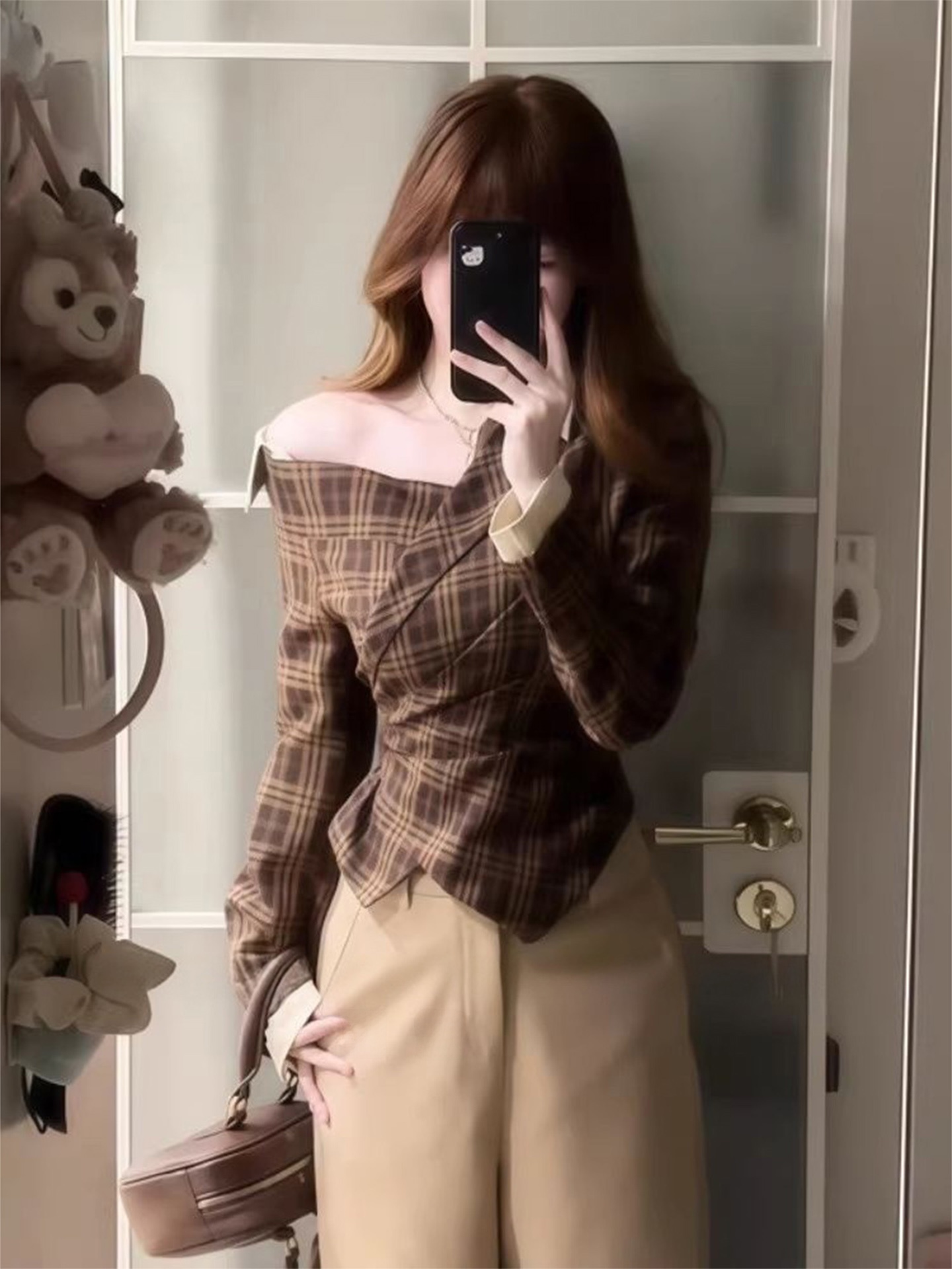 American Style Checks Print Of - đánh giá và giá Blouse Off Shoulder