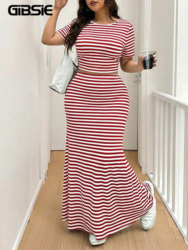 GIBSIE Plus Size Striped O-Nec - đánh giá và giá Crop Top Crochet